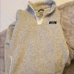 L.L. Bean Light Gray Quarter-Zip Pullover